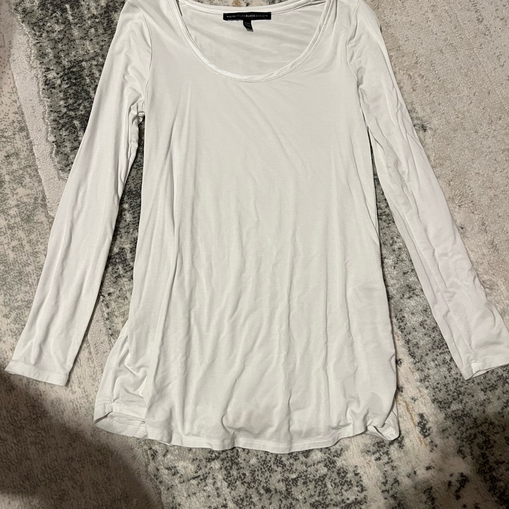 White House Black Market Soft White Long Sleeve Tee